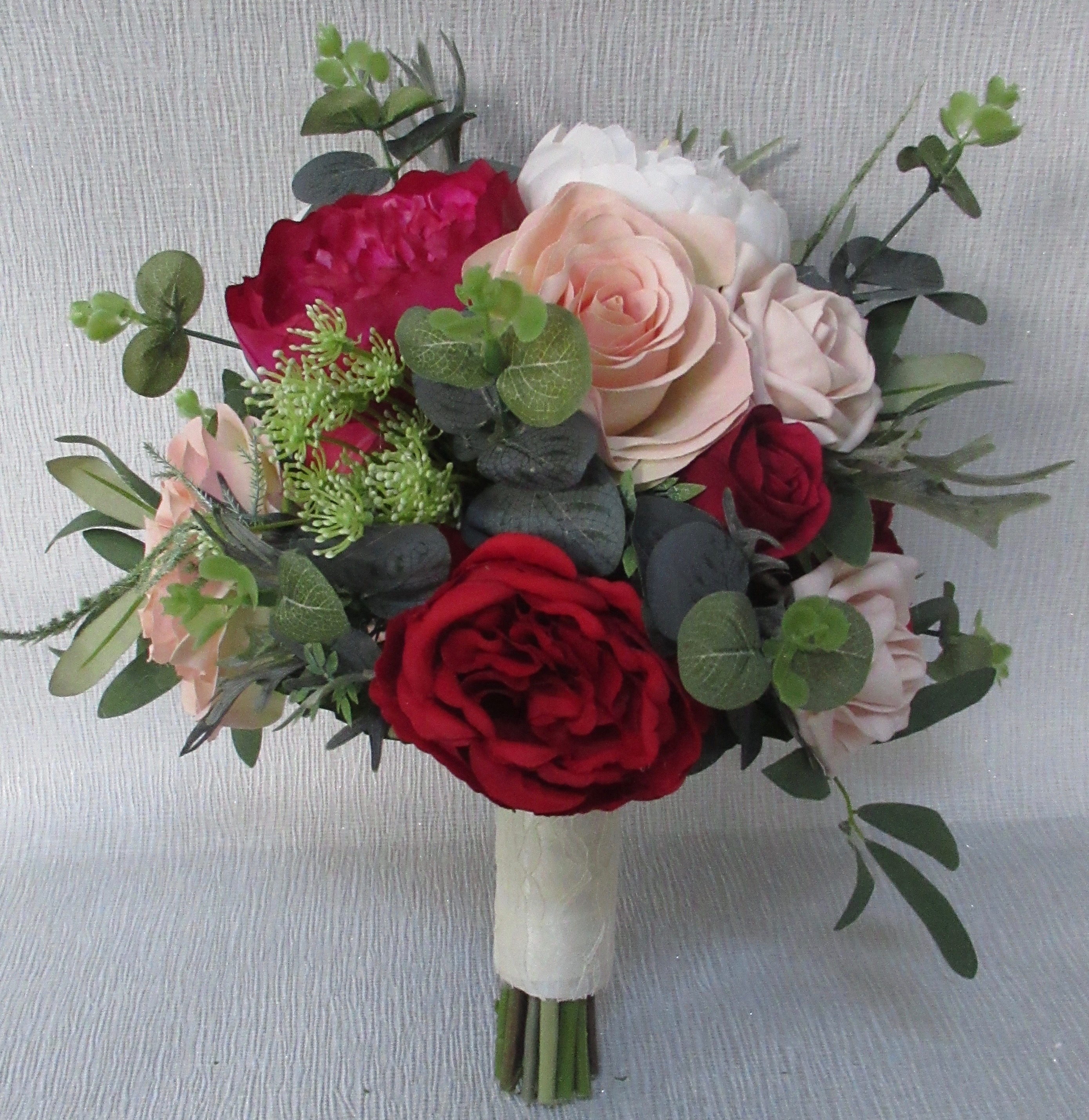 Blush and burgundy modern bridesmaid flowers, blush weddng flowers